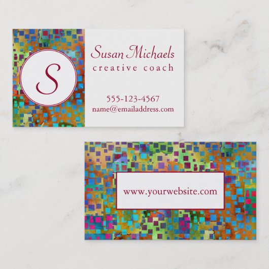 Monogram, Kleurrijke Abstracte Digitale Kunst met Visitekaartje (Voorkant / Achterkant)
