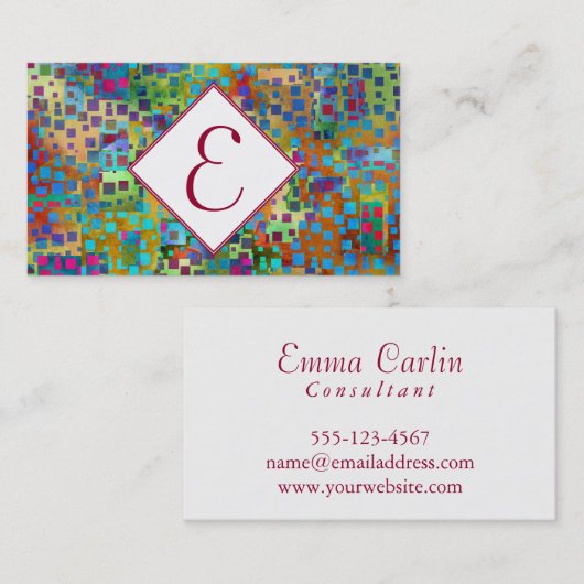 Monogram, Kleurrijke Abstracte Digitale Kunst met Visitekaartje (Voorkant / Achterkant)