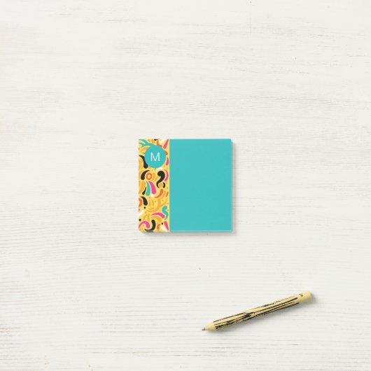 Monogram Kleurrijke Abstracte Vorm Post-it® Notes (Op bureau)