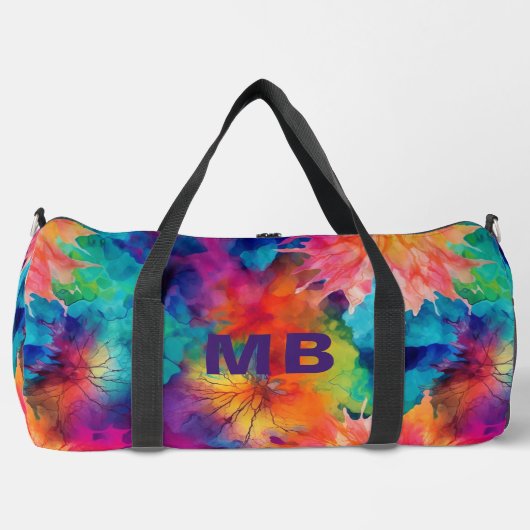 Monogram Kleurrijke Abstracte Waterverf Gepersonal Plunjezak (Voorkant)