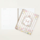 Monogram Kleurrijke Bloemrijke Rococo Stijl Strepe Planner (Display)