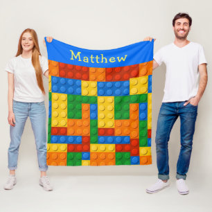 Monogram kleurrijke bouwblokken fleece deken