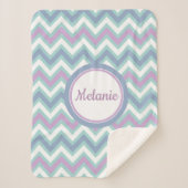 Monogram Kleurrijke Chevron Sherpa Deken (Voorkant)