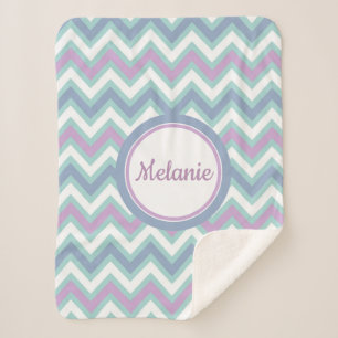 Monogram Kleurrijke Chevron Sherpa Deken