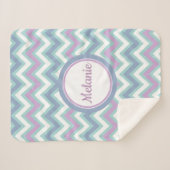 Monogram Kleurrijke Chevron Sherpa Deken (Voorkant (horizontaal))