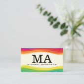 Monogram | Kleurrijke digitale achtergrond Visitekaartje (Staand voorkant)