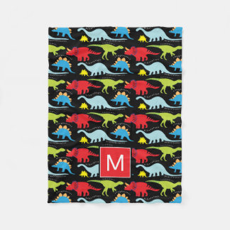Monogram | Kleurrijke dinosaurussen Fleece Deken