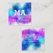Monogram kleurrijke expressieve Waterverf Vierkante Visitekaartje (Voorkant / Achterkant)
