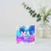 Monogram kleurrijke expressieve Waterverf Vierkante Visitekaartje (Staand voorkant)