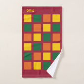 Monogram Kleurrijke Geometrische vierkanten Bad Handdoek (Handdoek)