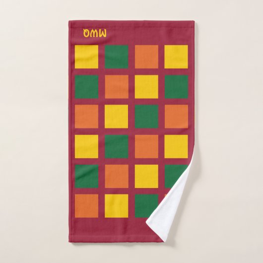 Monogram Kleurrijke Geometrische vierkanten Bad Handdoek (Handdoek)