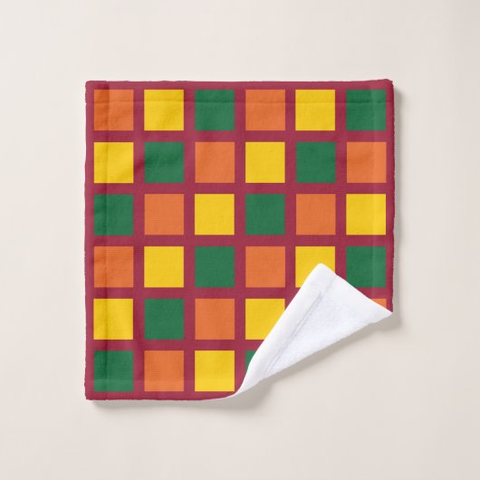 Monogram Kleurrijke Geometrische vierkanten Bad Handdoek (Wasdoekje)