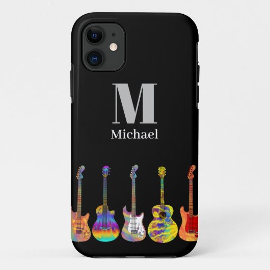Monogram kleurrijke gitaren Case-Mate iPhone case (Achterkant)
