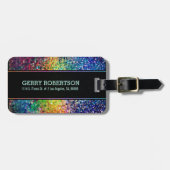 Monogram Kleurrijke Glitter Textuur Bagagelabel (Voorkant horizontaal)