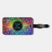 Monogram Kleurrijke Glitter Textuur Bagagelabel (Achterkant horizontaal)