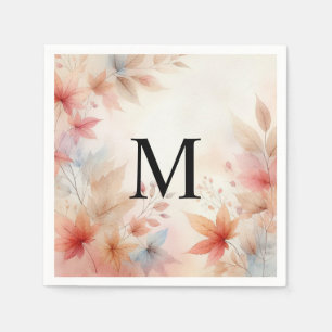 Monogram Kleurrijke Herfst laat waterverf pastels Servet