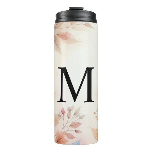 Monogram Kleurrijke Herfst laat waterverf pastels  Thermosbeker (Voorkant)