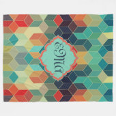 Monogram Kleurrijke Kubussen Geometrisch Patroon Fleece Deken (Voorkant (Horizontaal))