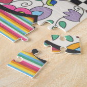 Monogram Kleurrijke Moderne Bloemen Gepersonalisee Legpuzzel (Zijkant)