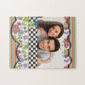 Monogram Kleurrijke Moderne Bloemen Gepersonalisee Legpuzzel (Horizontaal)