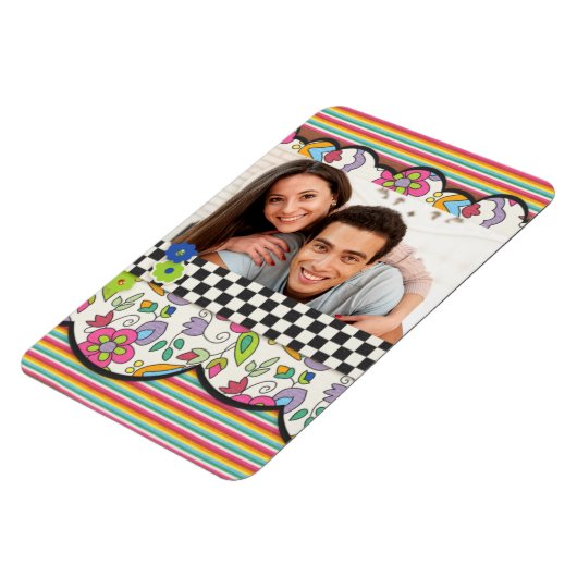 Monogram Kleurrijke Moderne Bloemen Gepersonalisee Magneet (Linkerzijde)