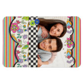 Monogram Kleurrijke Moderne Bloemen Gepersonalisee Magneet (Horizontaal)