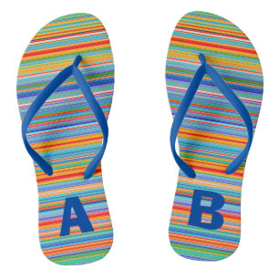 Monogram kleurrijke Multicolored Stripes Teenslippers