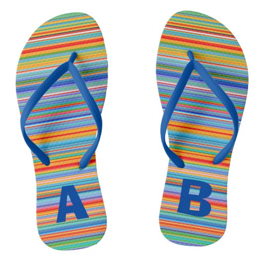 Monogram kleurrijke Multicolored Stripes Teenslippers (Voetbed)