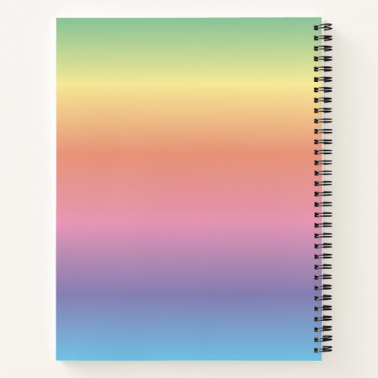 Monogram kleurrijke pasteelregenbooggradiënt notitieboek (Achterkant)