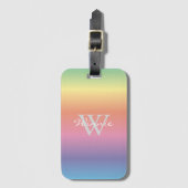 Monogram kleurrijke pasteelregenboogkleuren bagagelabel (Voorkant (verticaal))