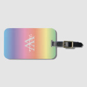 Monogram kleurrijke pasteelregenboogkleuren bagagelabel (Voorkant (horizontaal))