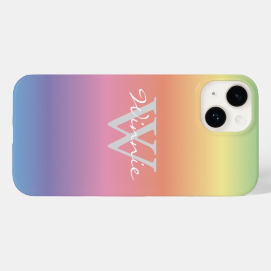 Monogram kleurrijke pasteelregenboogkleuren Case-Mate iPhone case (Achterkant (horizontaal))