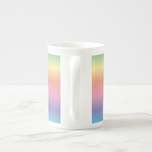 Monogram kleurrijke pasteelregenboogkleuren porselein kop (Achterkant)