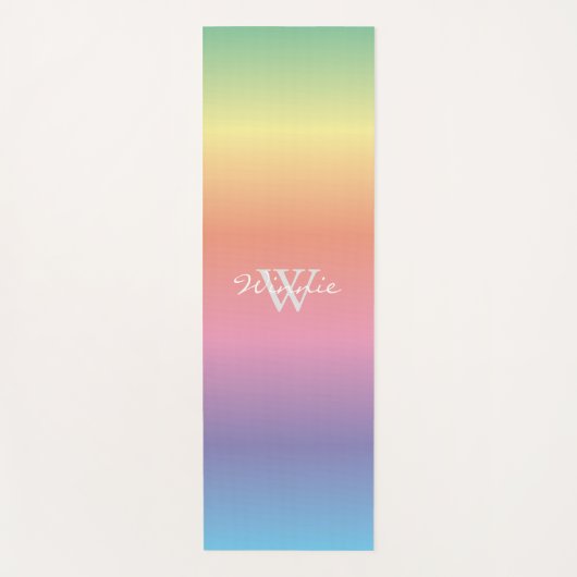 Monogram kleurrijke pasteelregenboogkleuren yogamat (Voorkant)