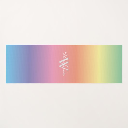 Monogram kleurrijke pasteelregenboogkleuren yogamat (Voorkant (horizontaal))
