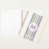 Monogram Kleurrijke Pastel Stripes Gepersonaliseer Planner (Display)