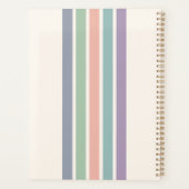 Monogram Kleurrijke Pastel Stripes Gepersonaliseer Planner (Achterkant)