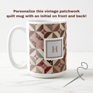 Monogram Kleurrijke Patchwork Quilt Coffee Mok
