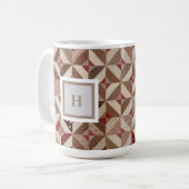 Monogram Kleurrijke Patchwork Quilt Coffee Mok (Voorkant links)
