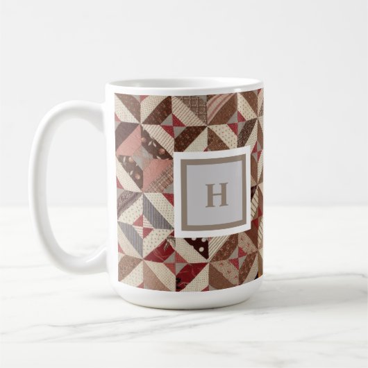 Monogram Kleurrijke Patchwork Quilt Coffee Mok (Links)