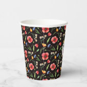 Monogram Kleurrijke Poppies & Wildflower Patroon Papieren Bekers (Rechts)