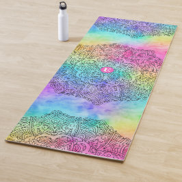 Monogram kleurrijke regenboogWaterverf Yogamat