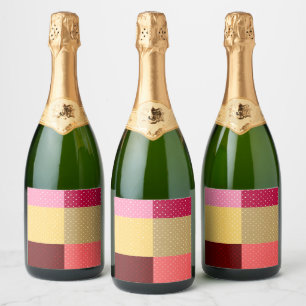 Monogram Kleurrijke Stippen Eten en Drinken Etiket