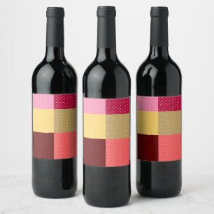 Monogram Kleurrijke Stippen Eten en Drinken Label Wijn Etiket