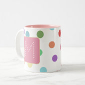 Monogram Kleurrijke Stippen Patroon Tweekleurige Koffiemok (Voorkant links)