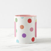 Monogram Kleurrijke Stippen Patroon Tweekleurige Koffiemok (Center)