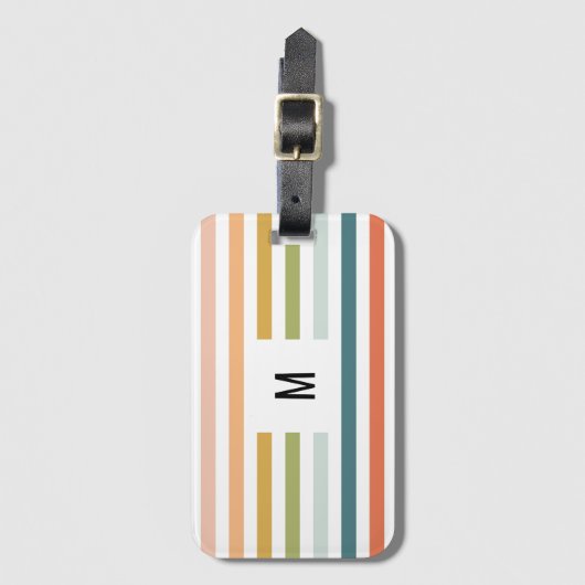 Monogram kleurrijke strepen bagagelabel (Voorkant (verticaal))