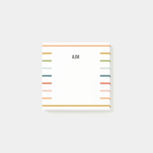 Monogram kleurrijke strepen post-it® notes (Voorkant)