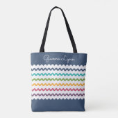 Monogram kleurrijke strepen tote bag (Achterkant)