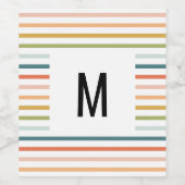 Monogram kleurrijke strepen wijn etiket (Enkel label)